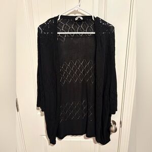Black Open-Front Knit Sweater
